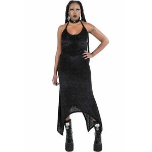 Killstar Womens Gothic Velvet Halter Black Stretch Witchy Starry Eyed Maxi Dress